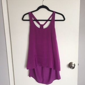 BCBGMAXAZRIA Purple Silk Tank with Keyhole Back